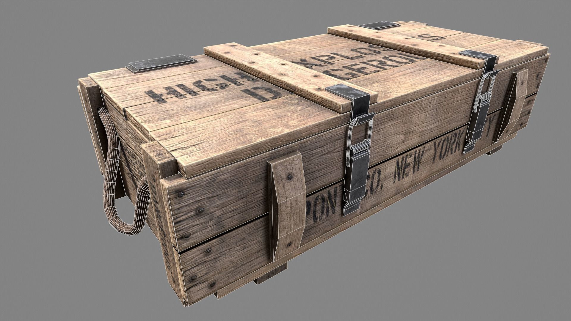 Wood Ammo Box Low-poly 3D model_16