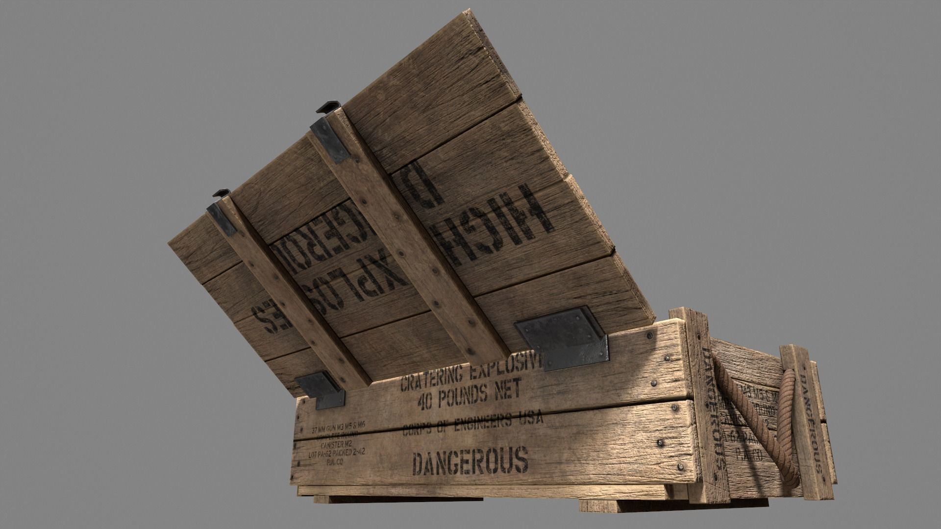 Wood Ammo Box Low-poly 3D model_15