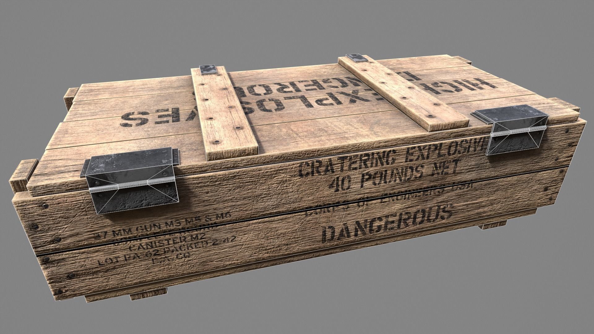 Wood Ammo Box Low-poly 3D model_20