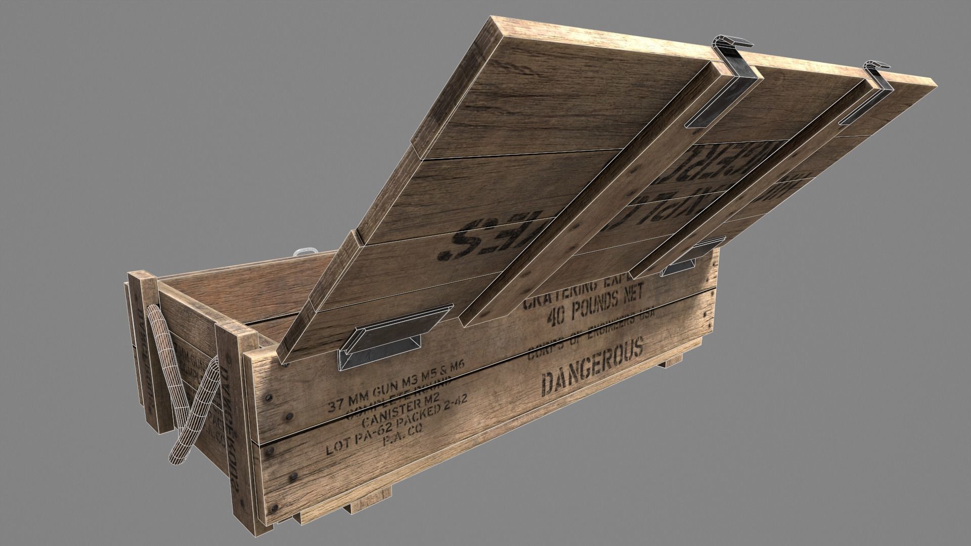 Wood Ammo Box Low-poly 3D model_26