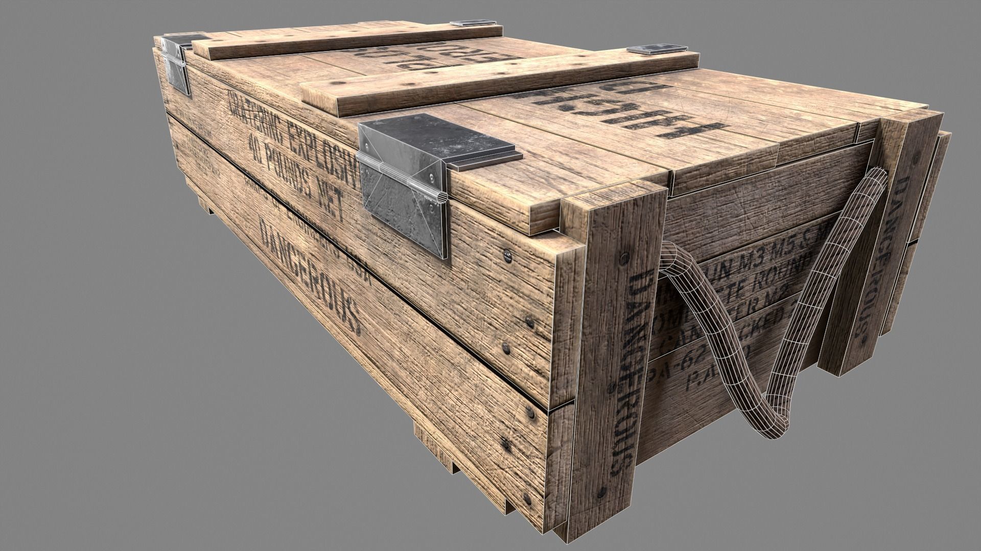 Wood Ammo Box Low-poly 3D model_21