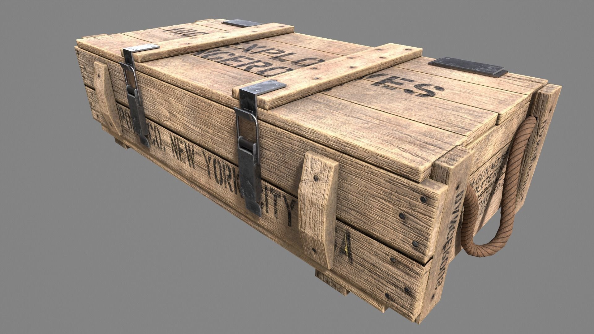 Wood Ammo Box Low-poly 3D model_2