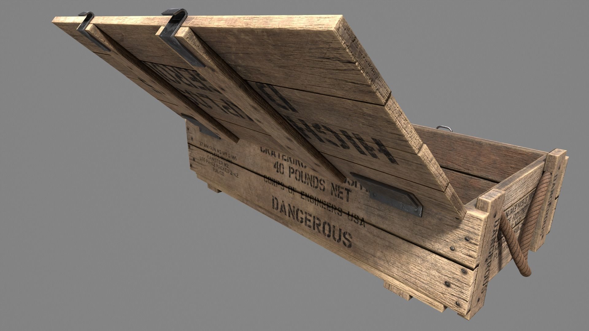 Wood Ammo Box Low-poly 3D model_13