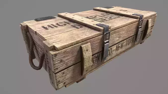 Wood Ammo Box Low-poly 3D model