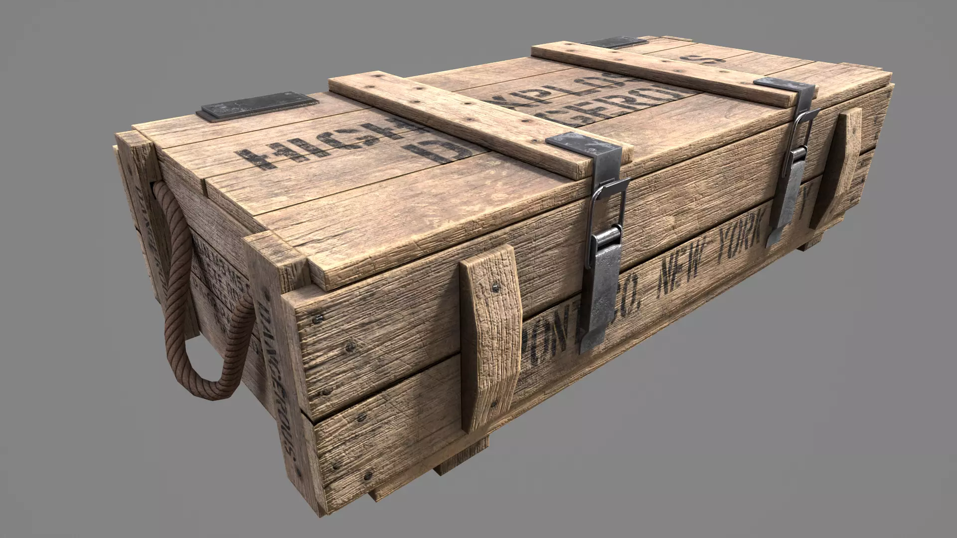 Wood Ammo Box Low-poly 3D model_0