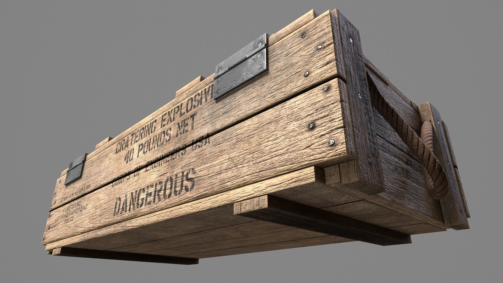 Wood Ammo Box Low-poly 3D model_8