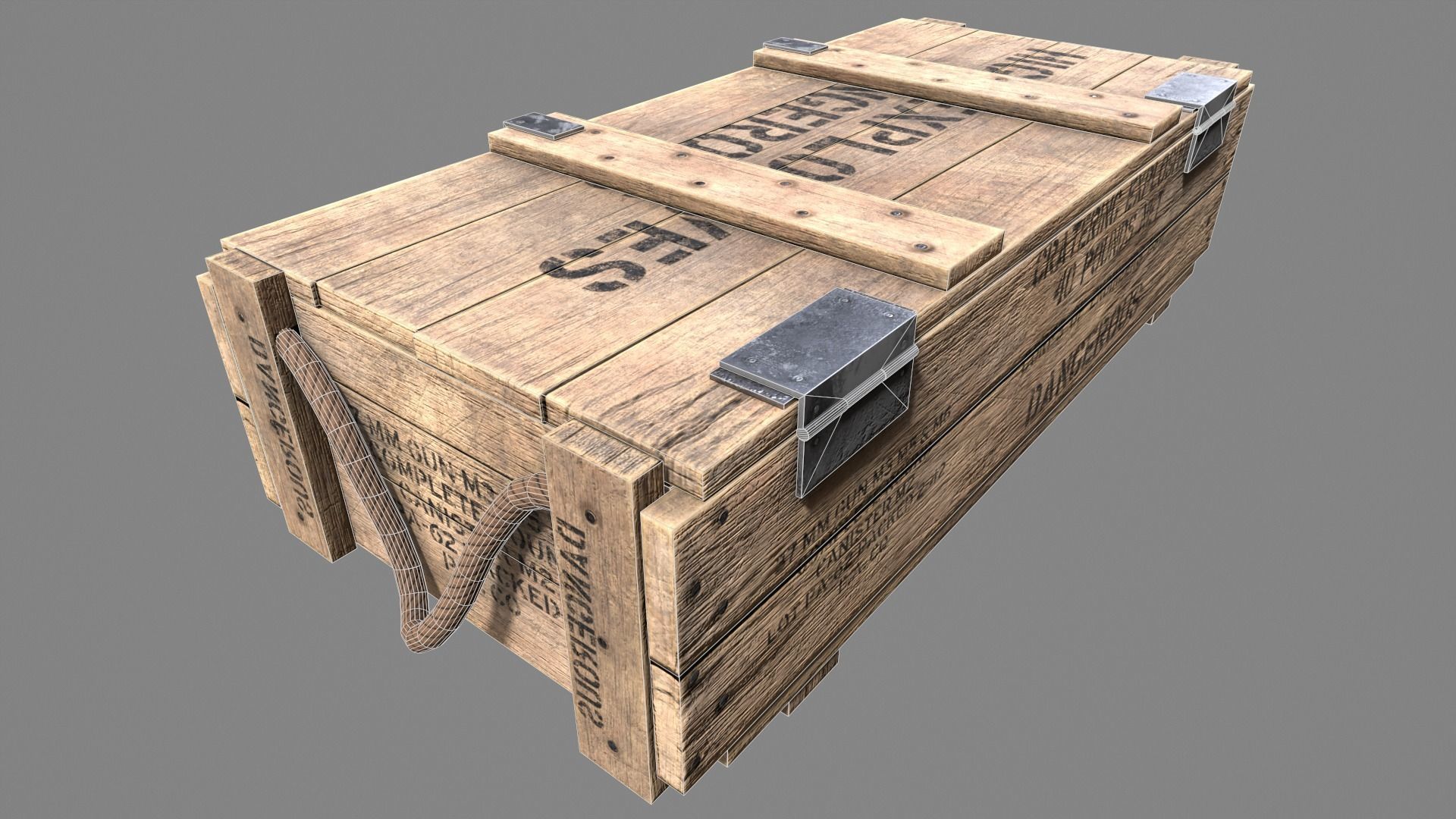 Wood Ammo Box Low-poly 3D model_19