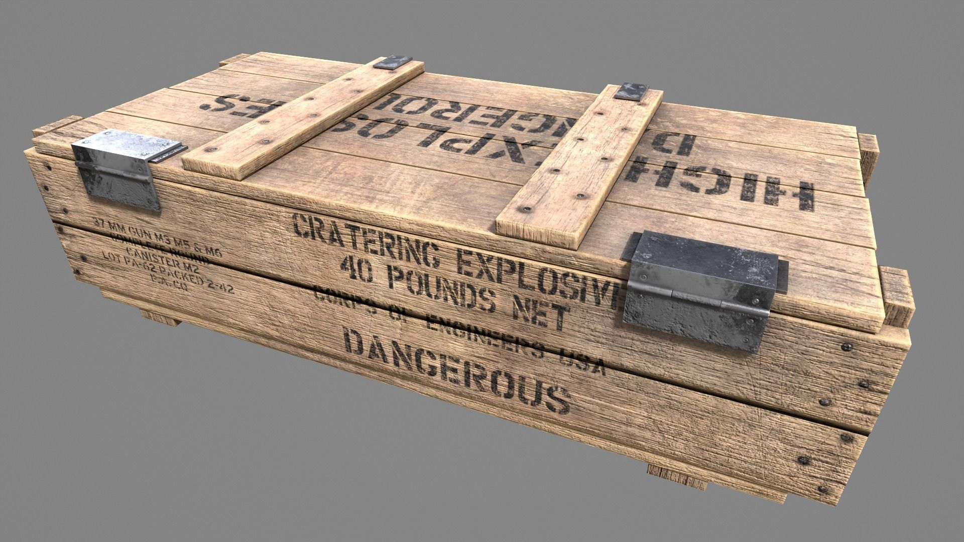 Wood Ammo Box Low-poly 3D model_5
