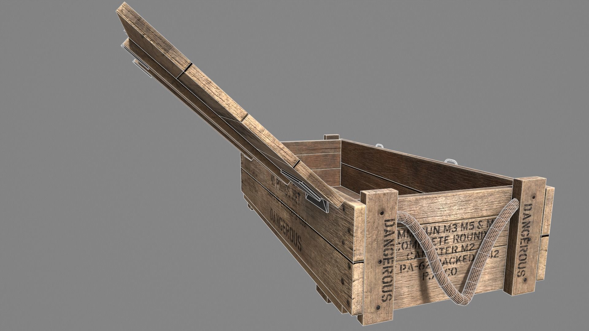 Wood Ammo Box Low-poly 3D model_27