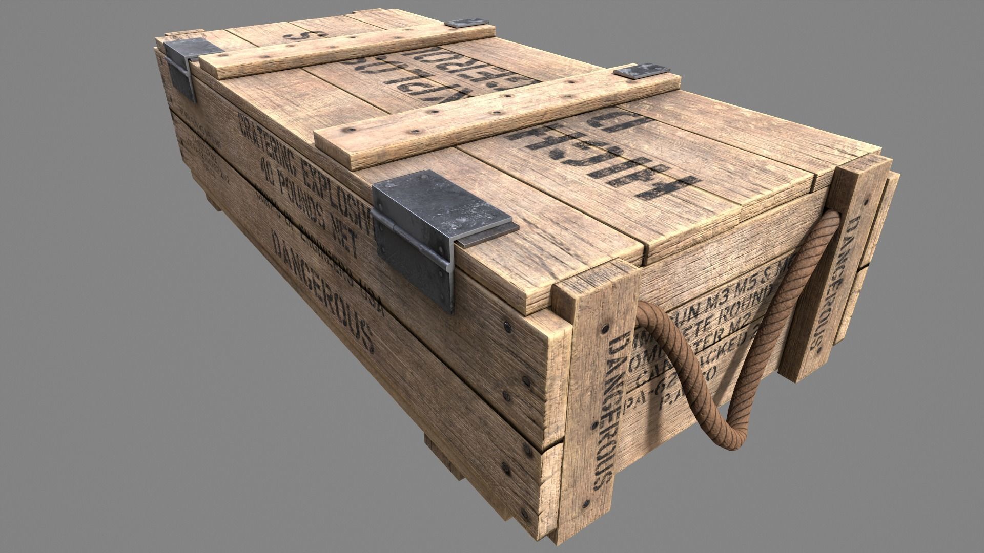 Wood Ammo Box Low-poly 3D model_6
