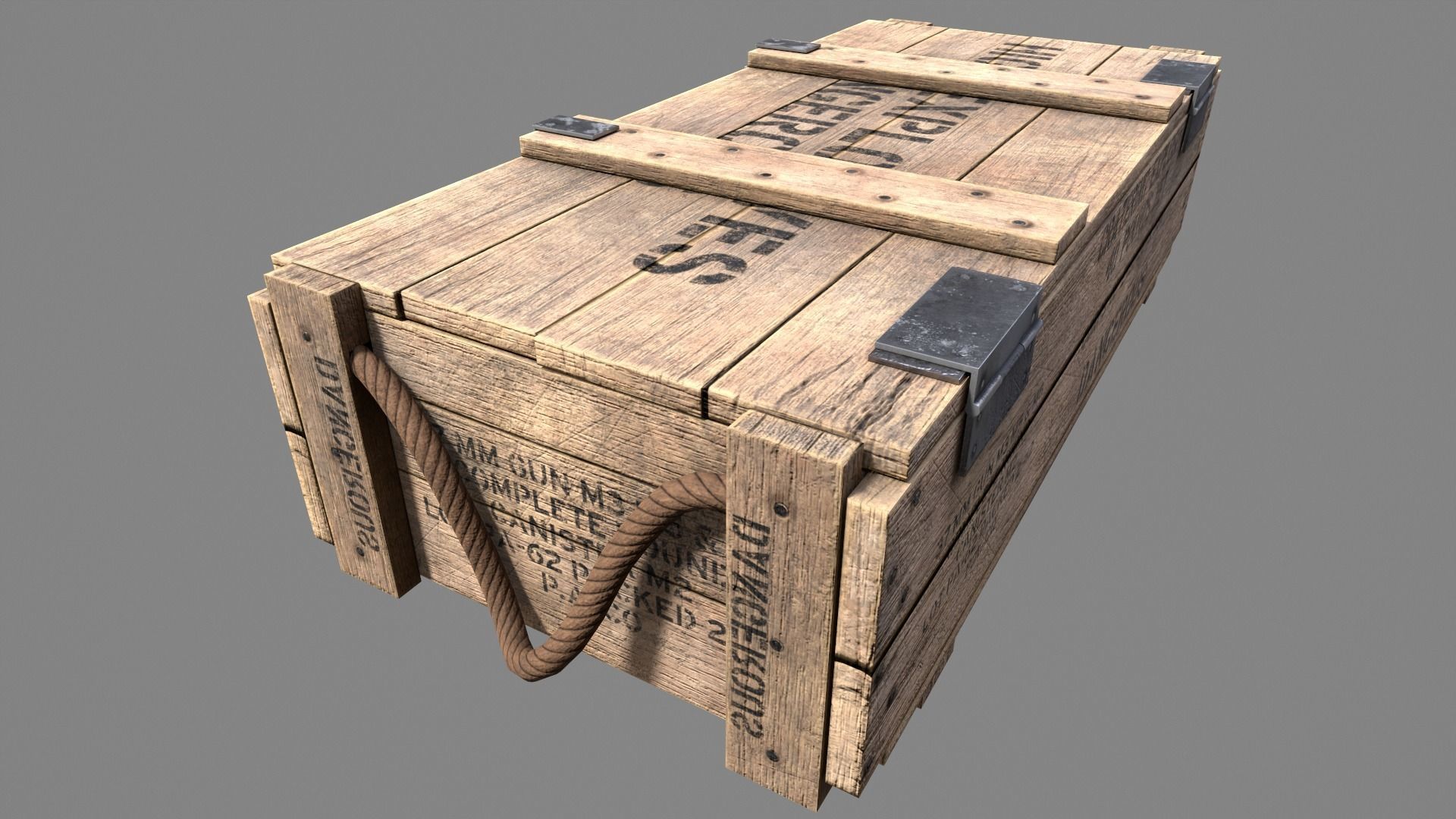 Wood Ammo Box Low-poly 3D model_3
