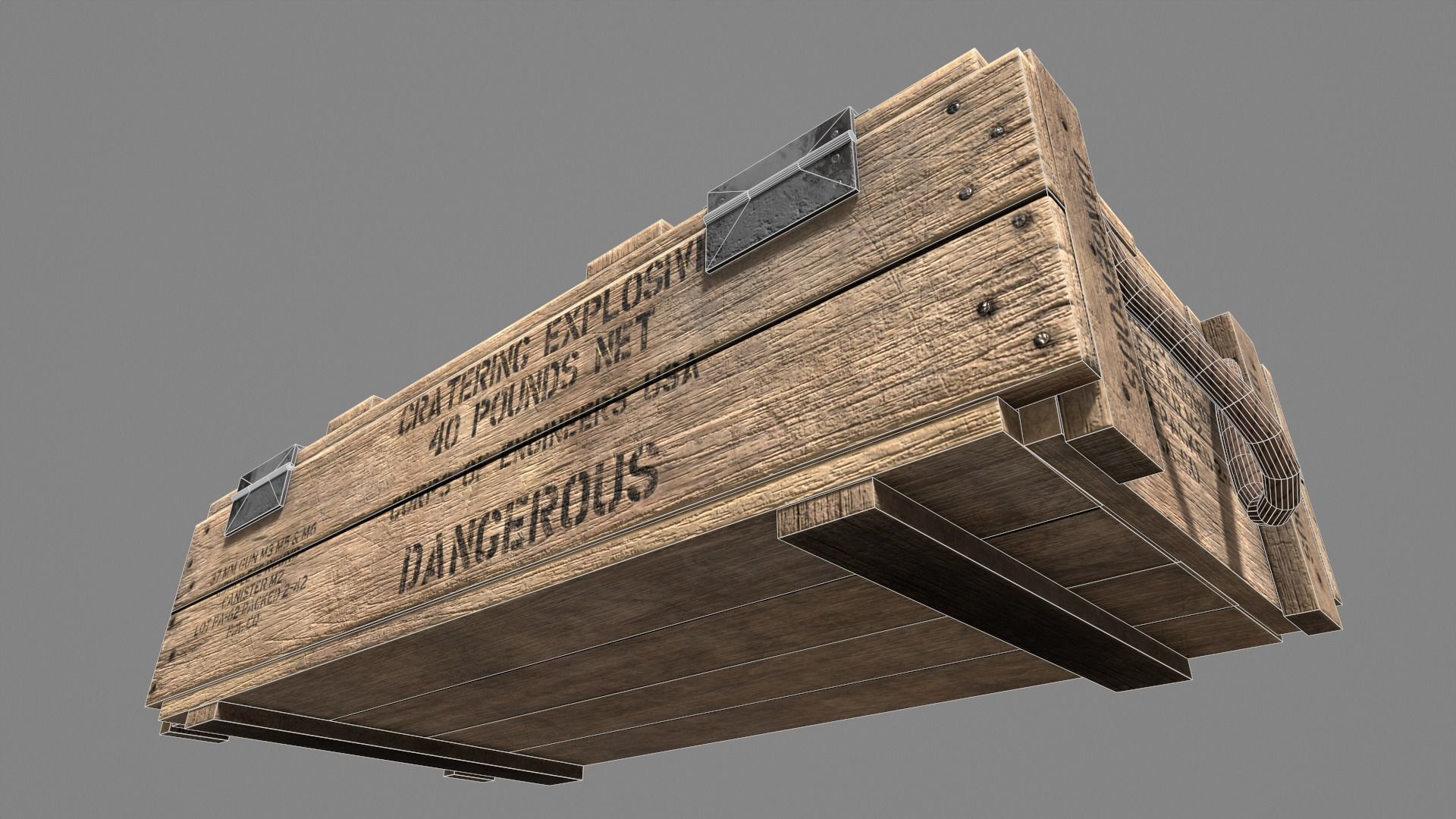 Wood Ammo Box Low-poly 3D model_22