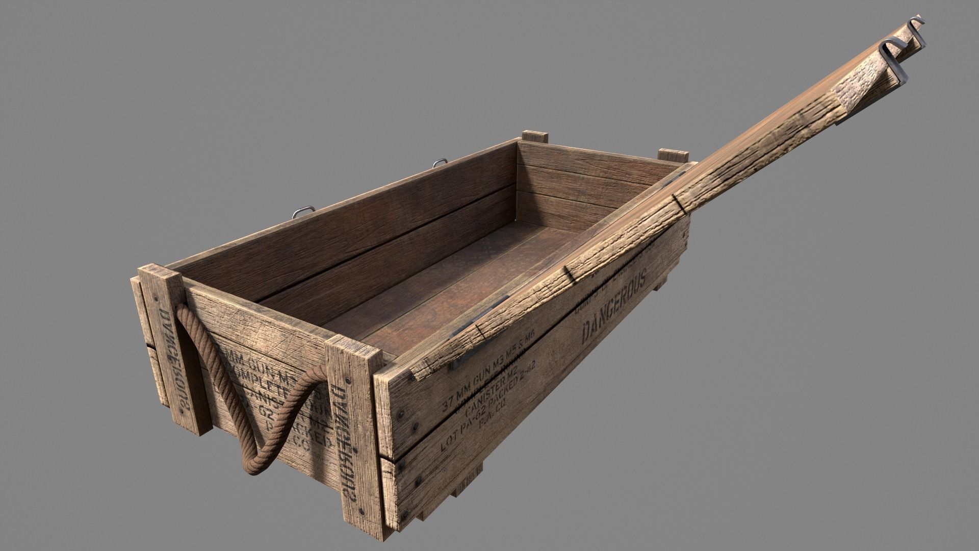 Wood Ammo Box Low-poly 3D model_12