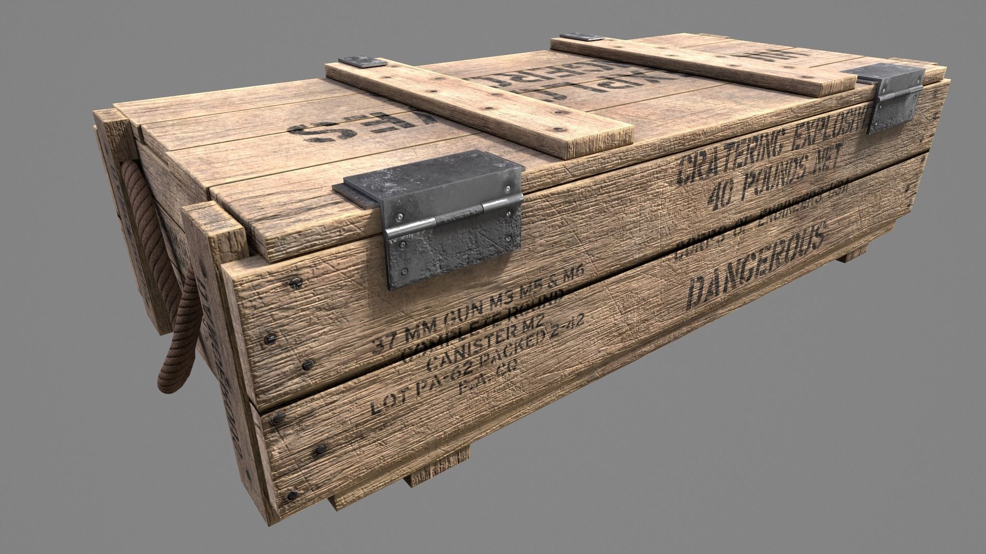 Wood Ammo Box Low-poly 3D model_4