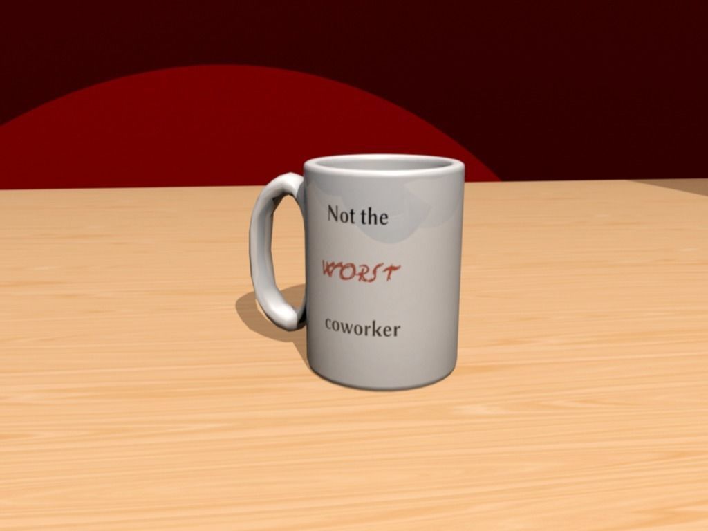 Mug Set coffee on wooden table Low-poly 3D model_2