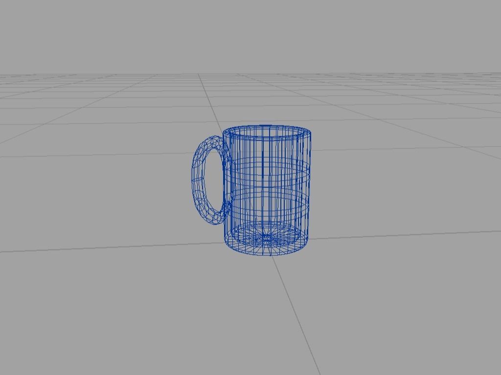 Mug Set coffee on wooden table Low-poly 3D model_4