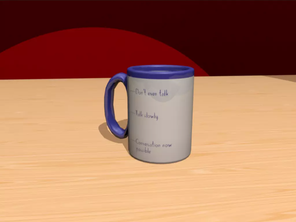 Mug Set coffee on wooden table Low-poly 3D model_0