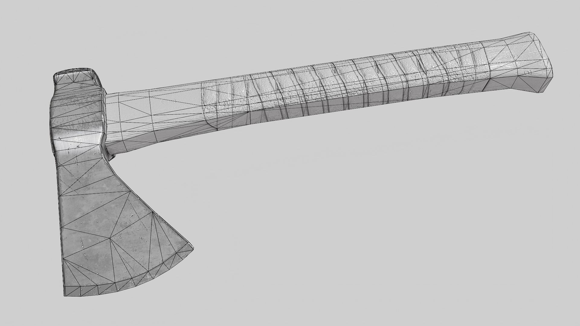  crafted scratched iron Hatchet axe tool er1 Low-poly 3D model_10