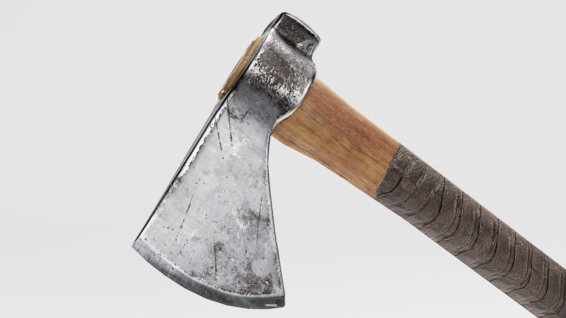  crafted scratched iron Hatchet axe tool er1 Low-poly 3D model_1