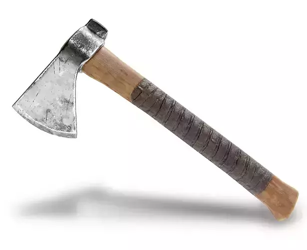  crafted scratched iron Hatchet axe tool er1 Low-poly 3D model