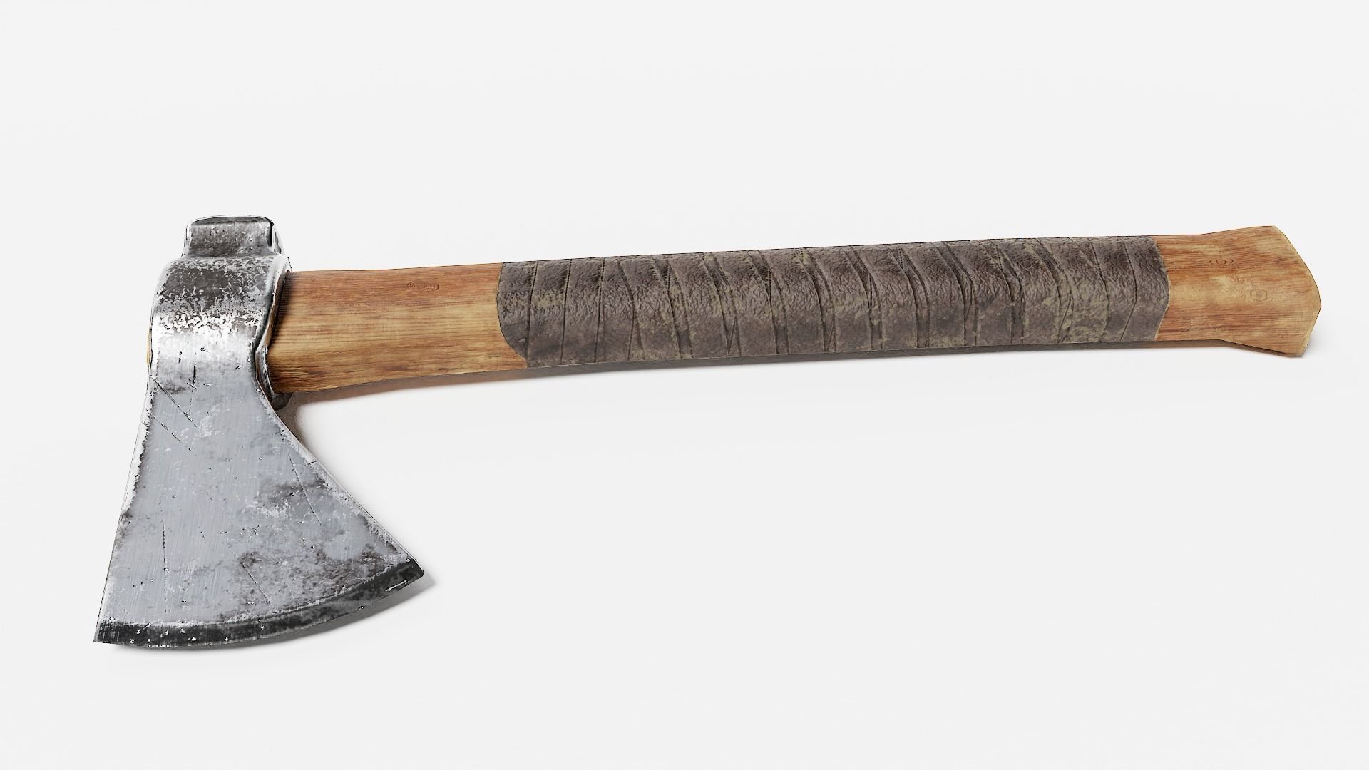  crafted scratched iron Hatchet axe tool er1 Low-poly 3D model_5