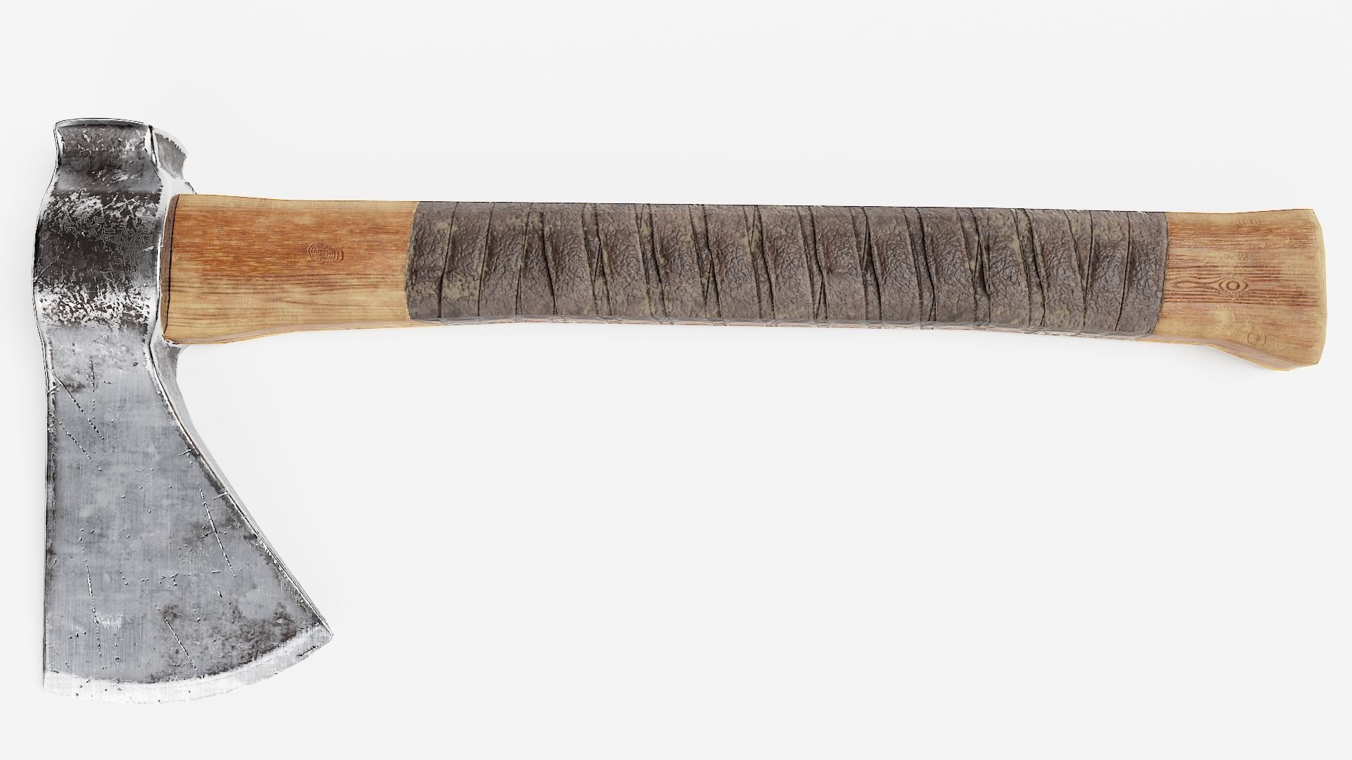  crafted scratched iron Hatchet axe tool er1 Low-poly 3D model_6