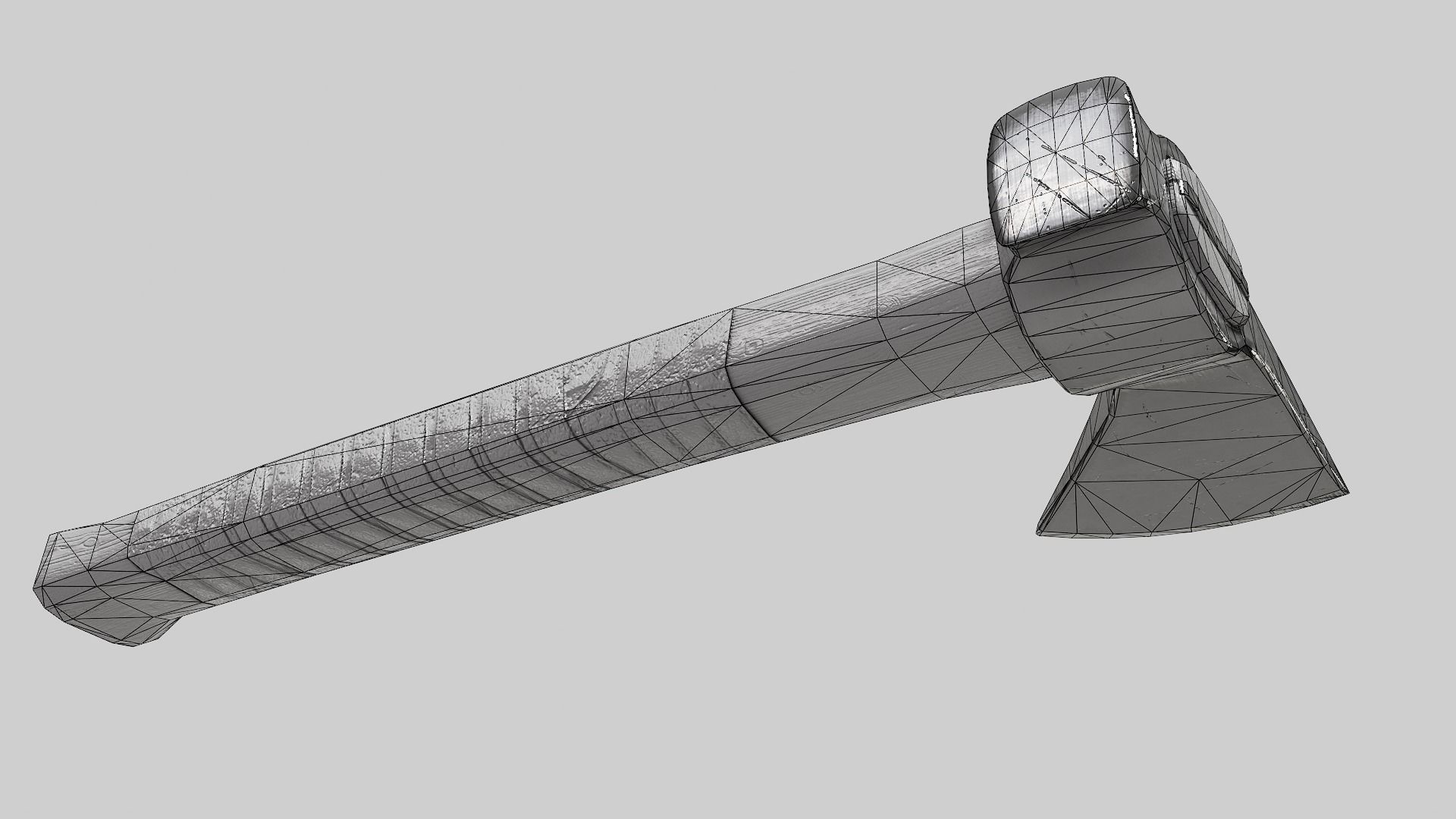  crafted scratched iron Hatchet axe tool er1 Low-poly 3D model_12