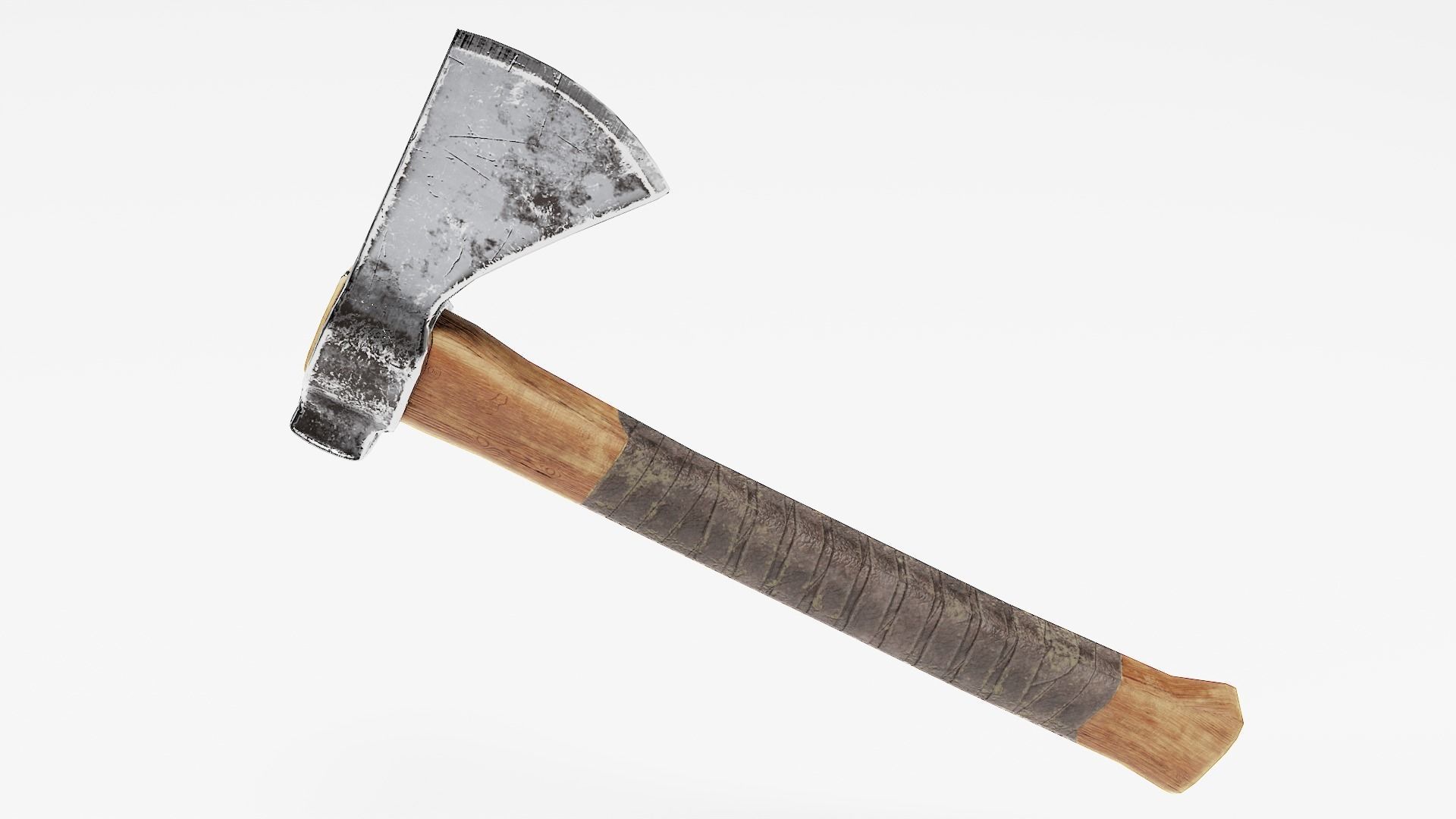  crafted scratched iron Hatchet axe tool er1 Low-poly 3D model_3