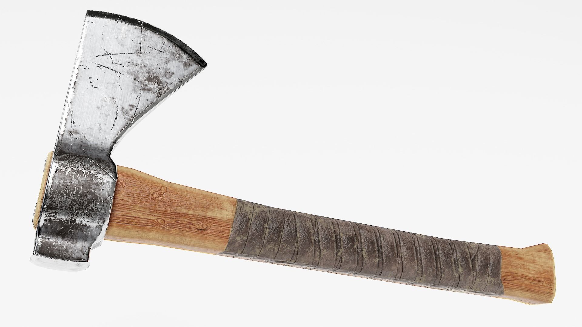  crafted scratched iron Hatchet axe tool er1 Low-poly 3D model_4