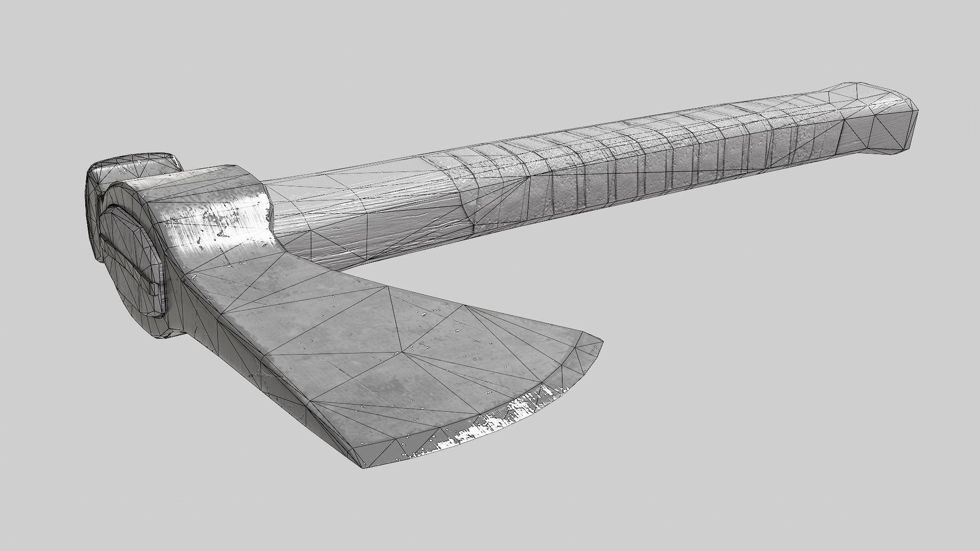  crafted scratched iron Hatchet axe tool er1 Low-poly 3D model_11