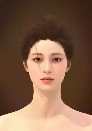 Bun hair 016-FV2 for Yuna-FV2 3D model from 3DClo Software