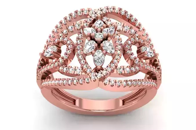 Solitaire Women Wedding Engagement Pear Diamond Ring 3D print model