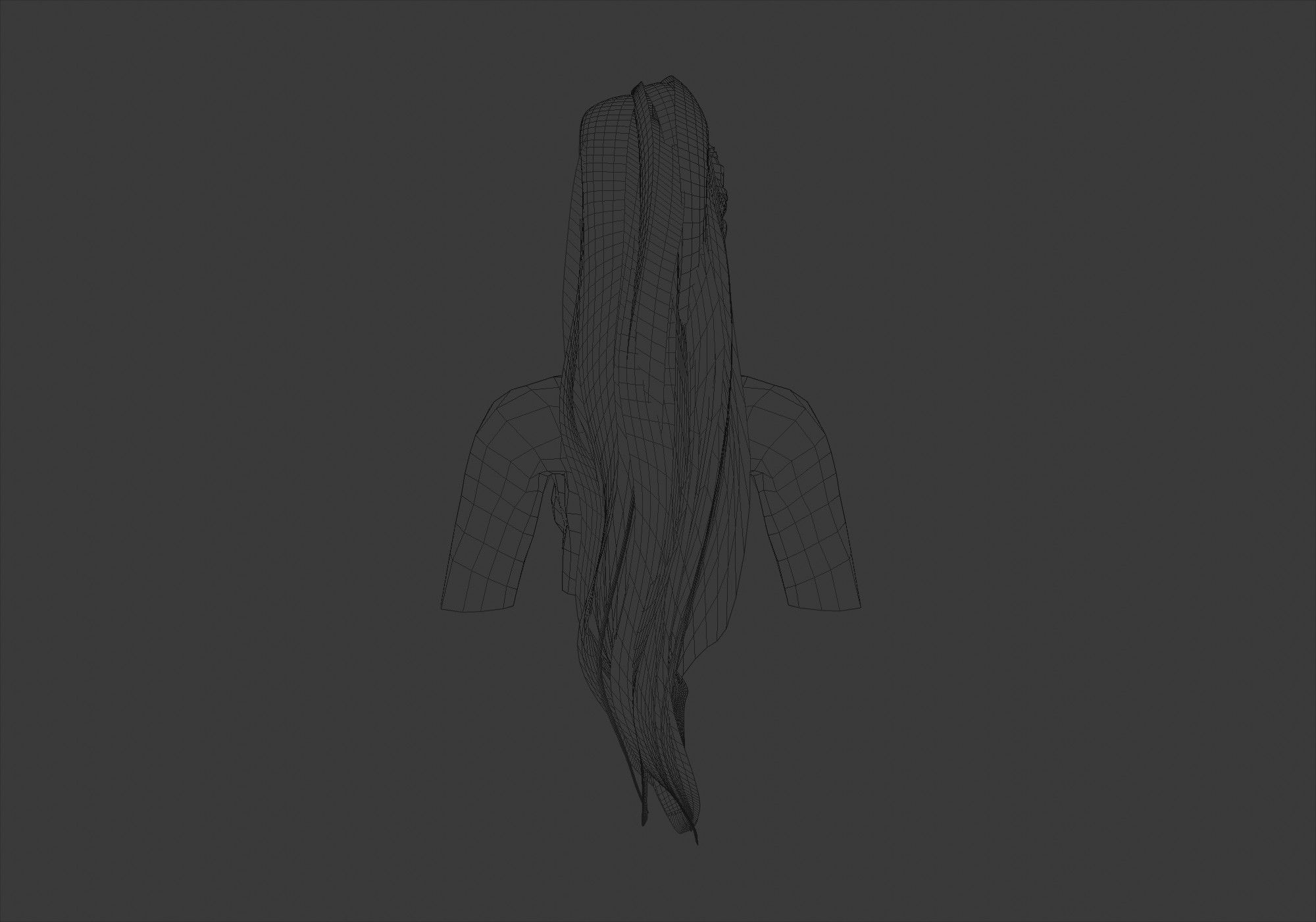 Wavy Pigtail Hairstyle  3D model_9