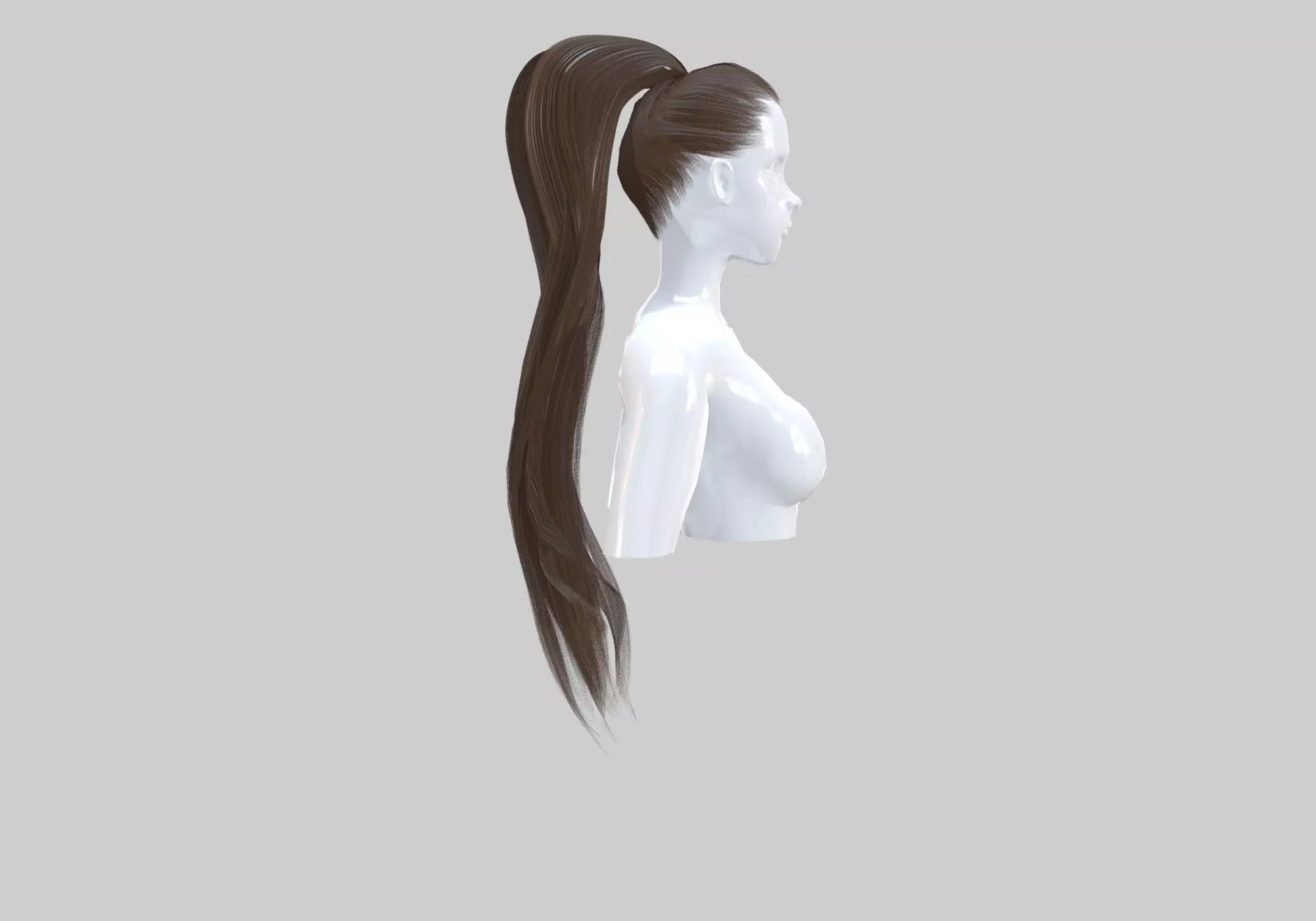 Wavy Pigtail Hairstyle  3D model_0