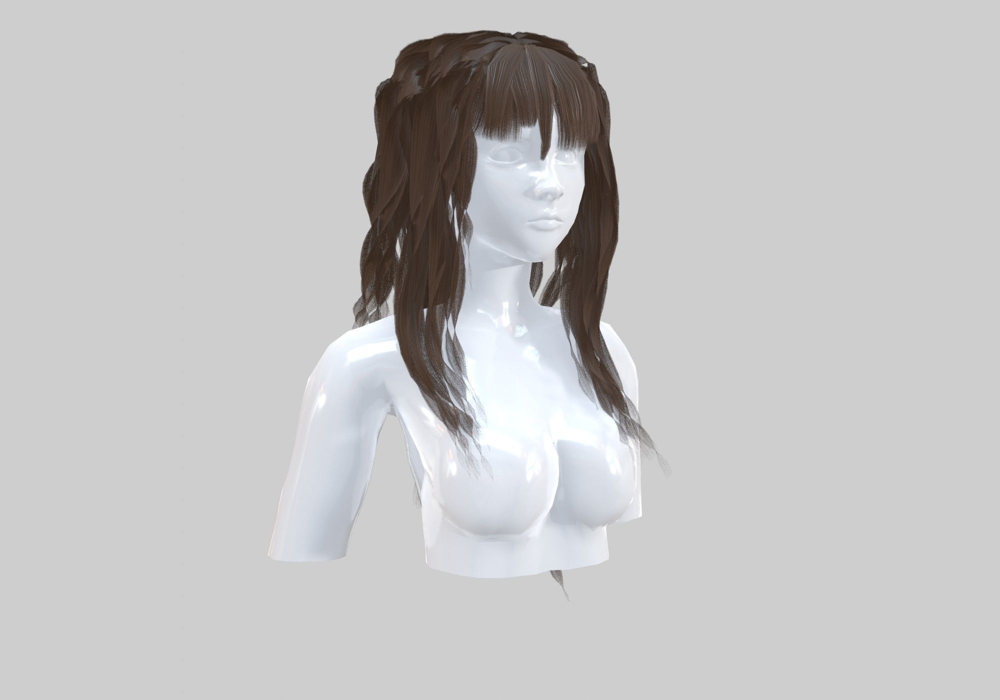 Wavy Female Hairstyle  3D model_1