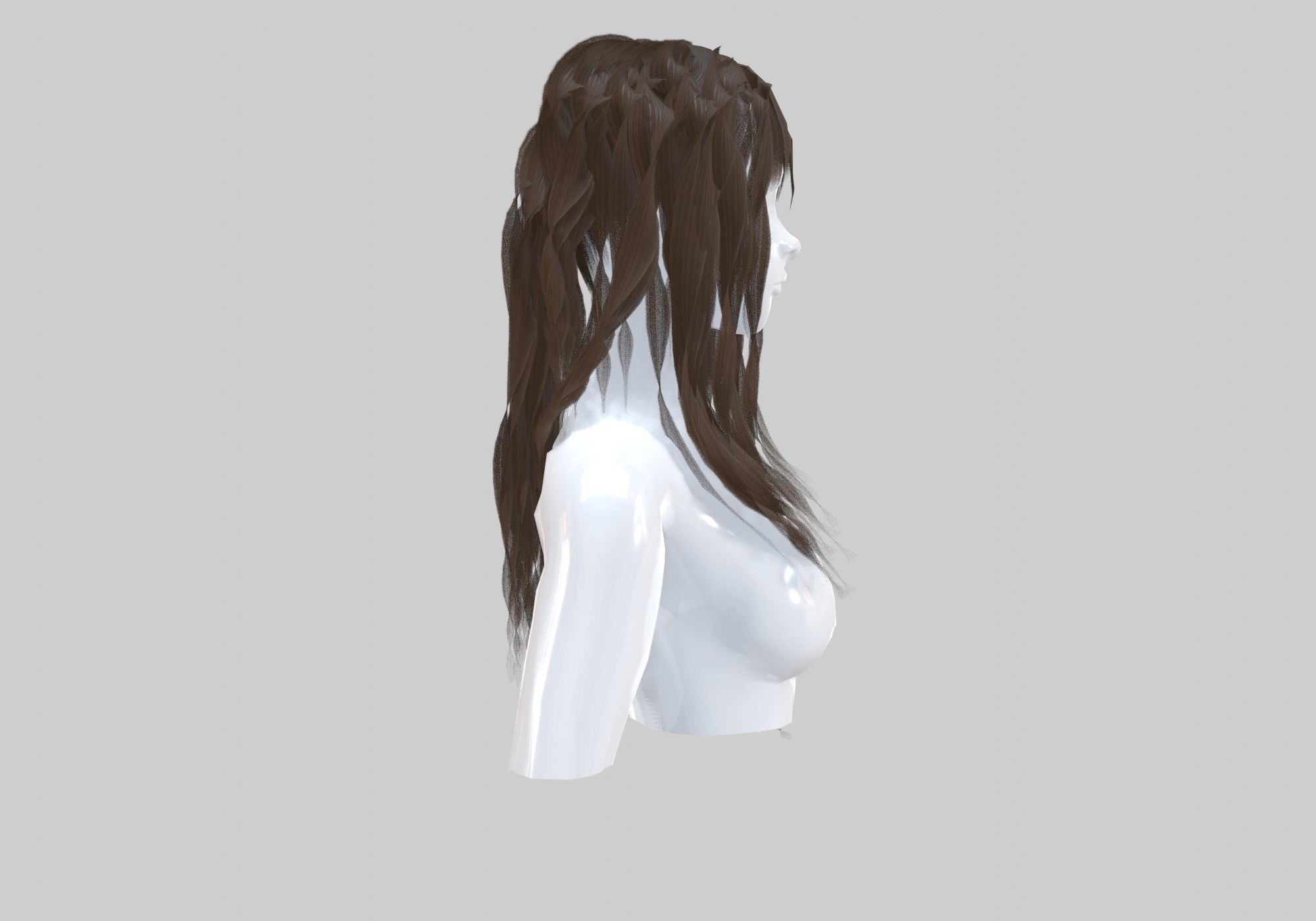 Wavy Female Hairstyle  3D model_2