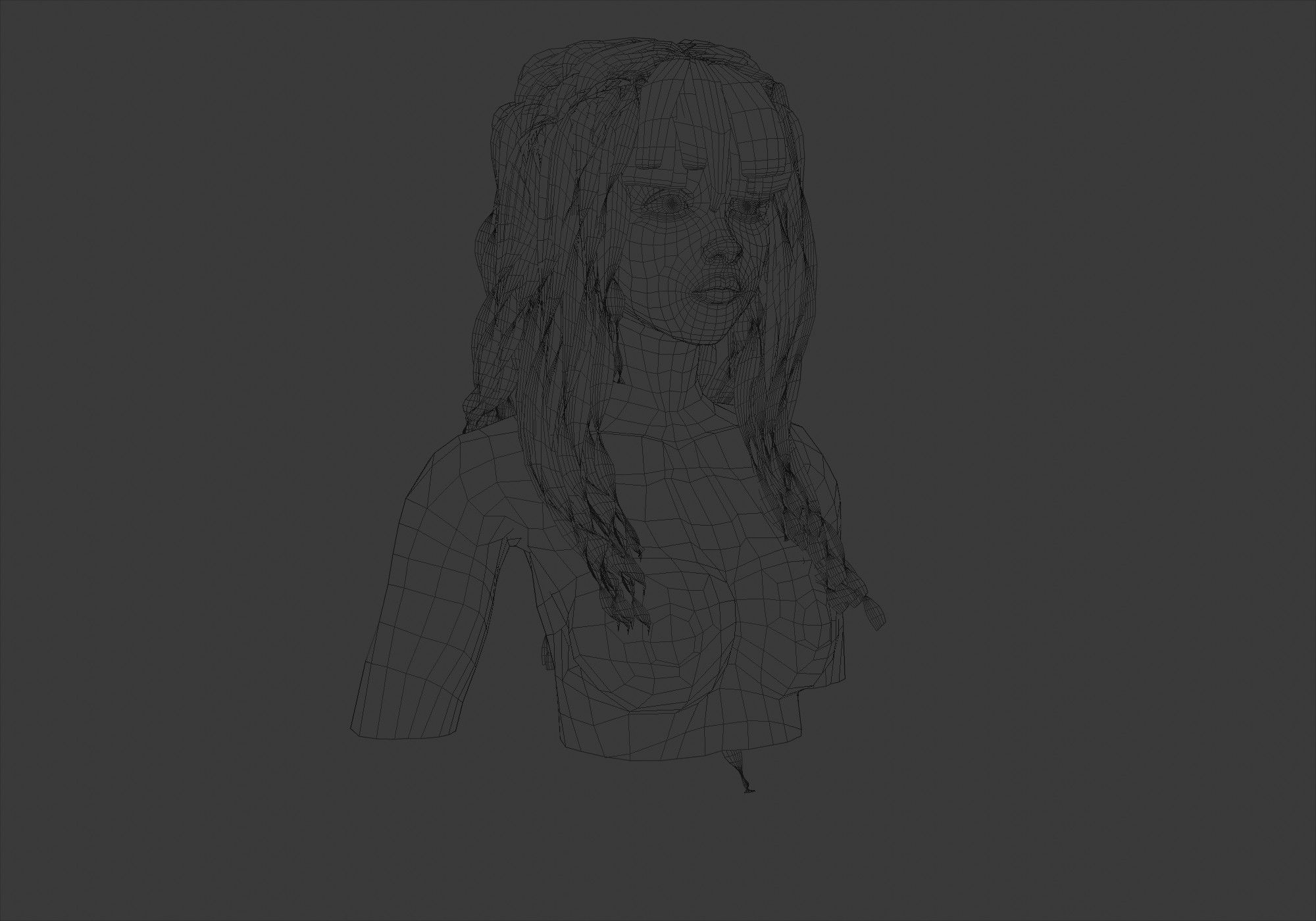 Wavy Female Hairstyle  3D model_6