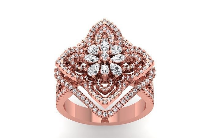 Solitaire Women Wedding Engagement Pear Diamond Bridal Ring 3D print model