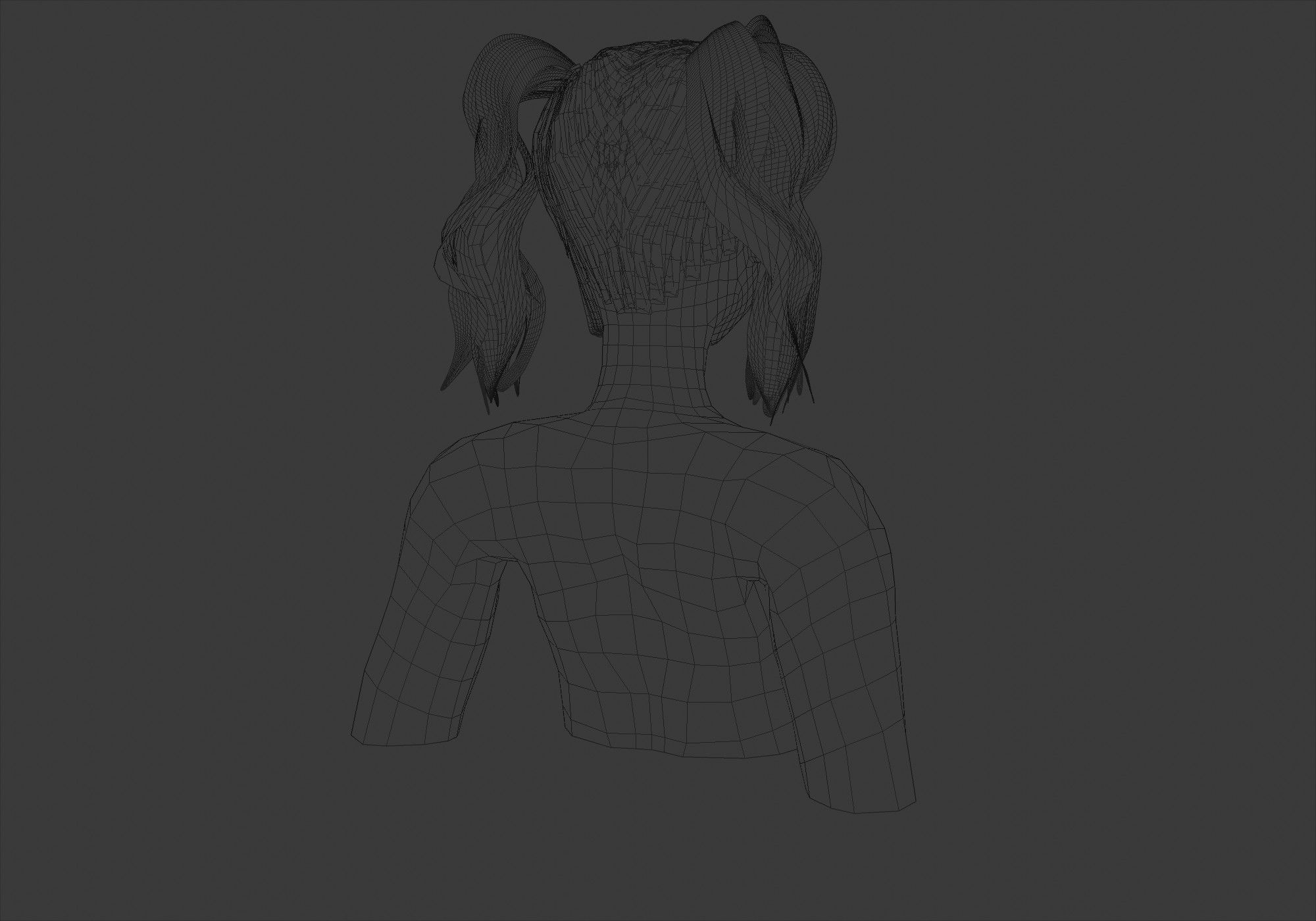 Short Pigtails Hairstyle  3D model_8