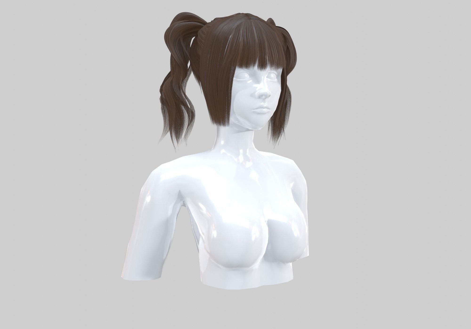Short Pigtails Hairstyle  3D model_1