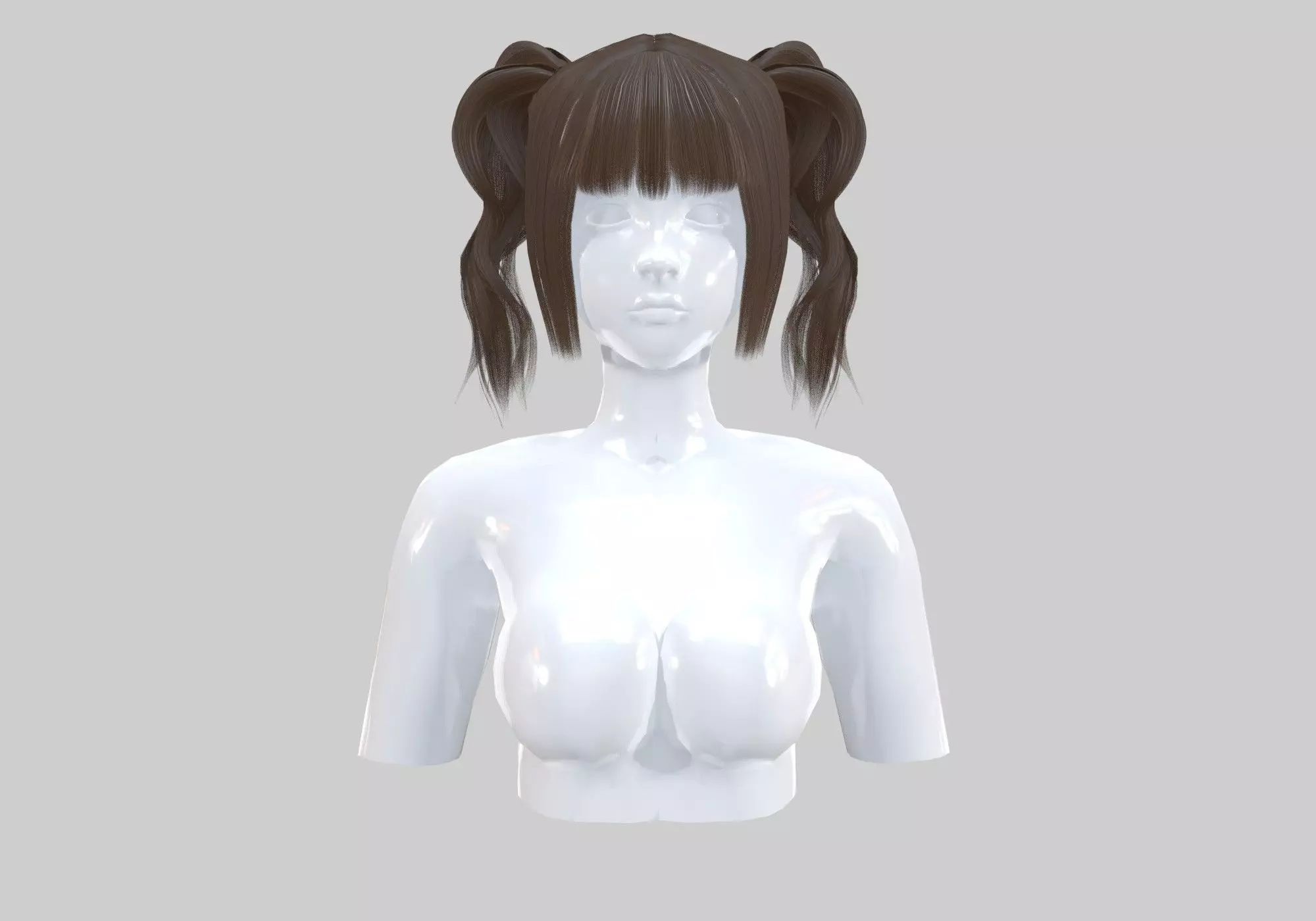 Short Pigtails Hairstyle  3D model_0