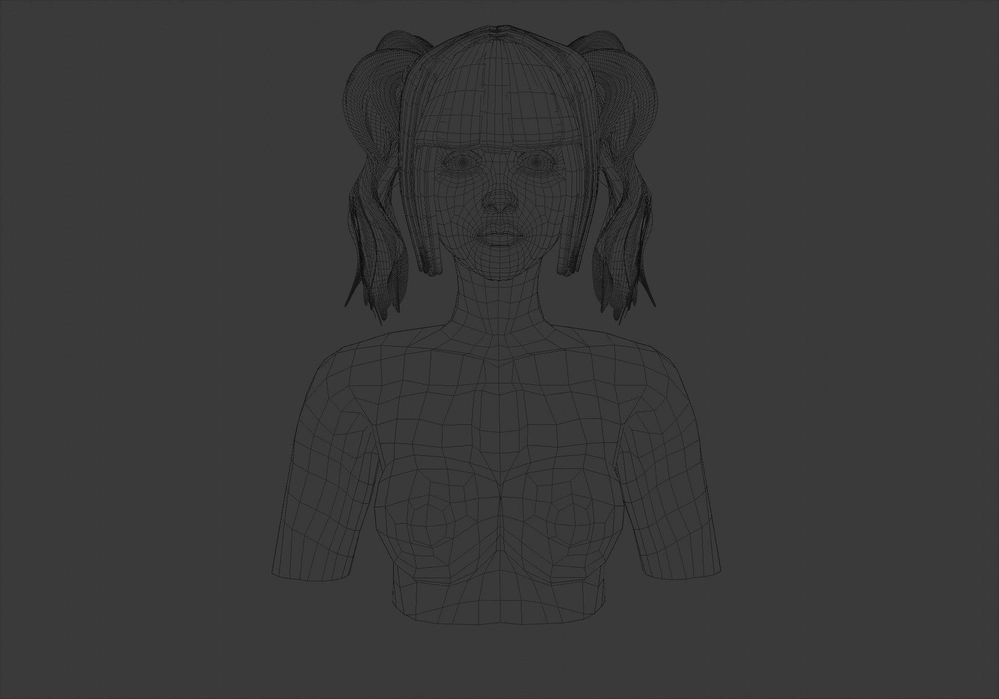 Short Pigtails Hairstyle  3D model_5