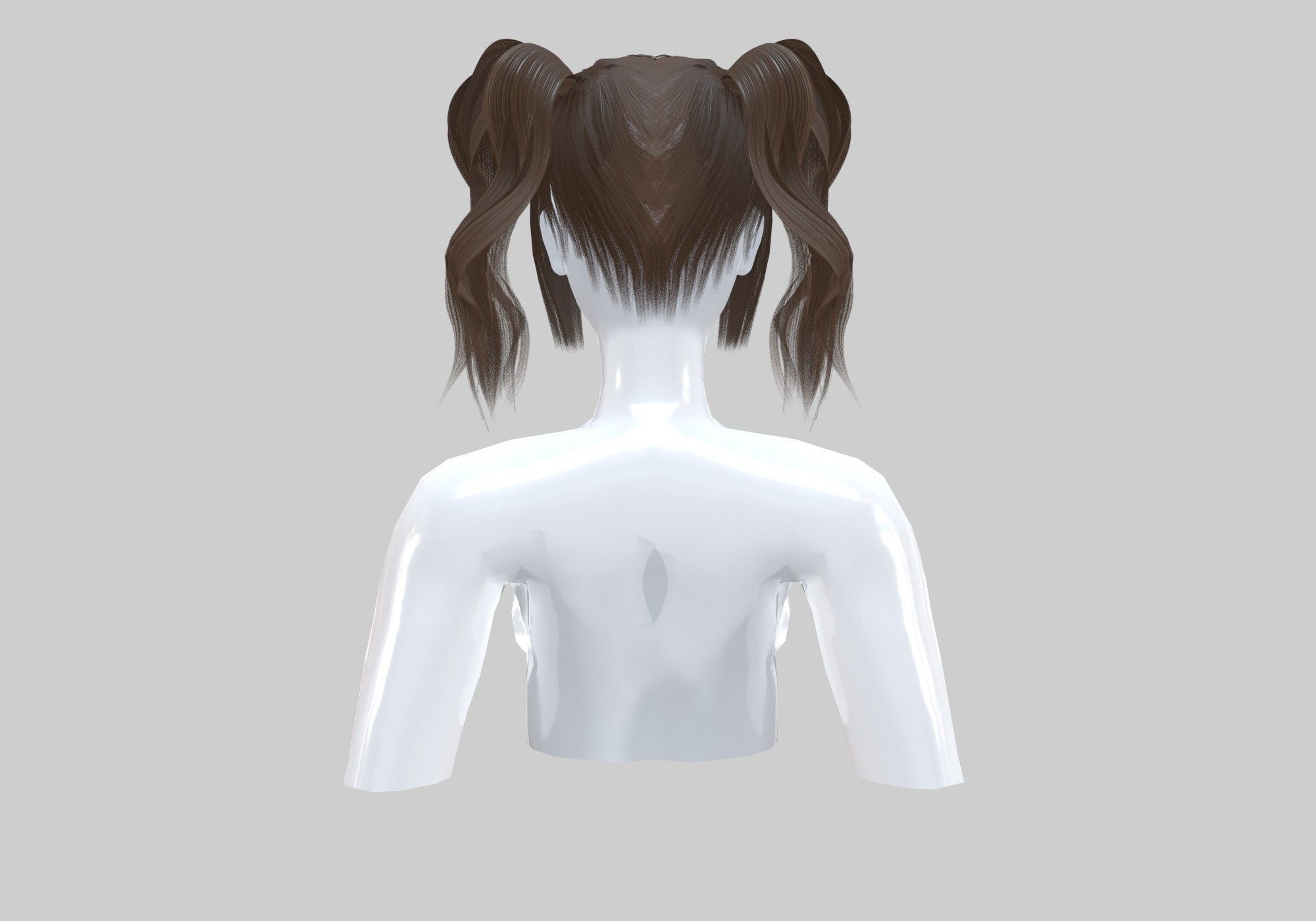 Short Pigtails Hairstyle  3D model_4