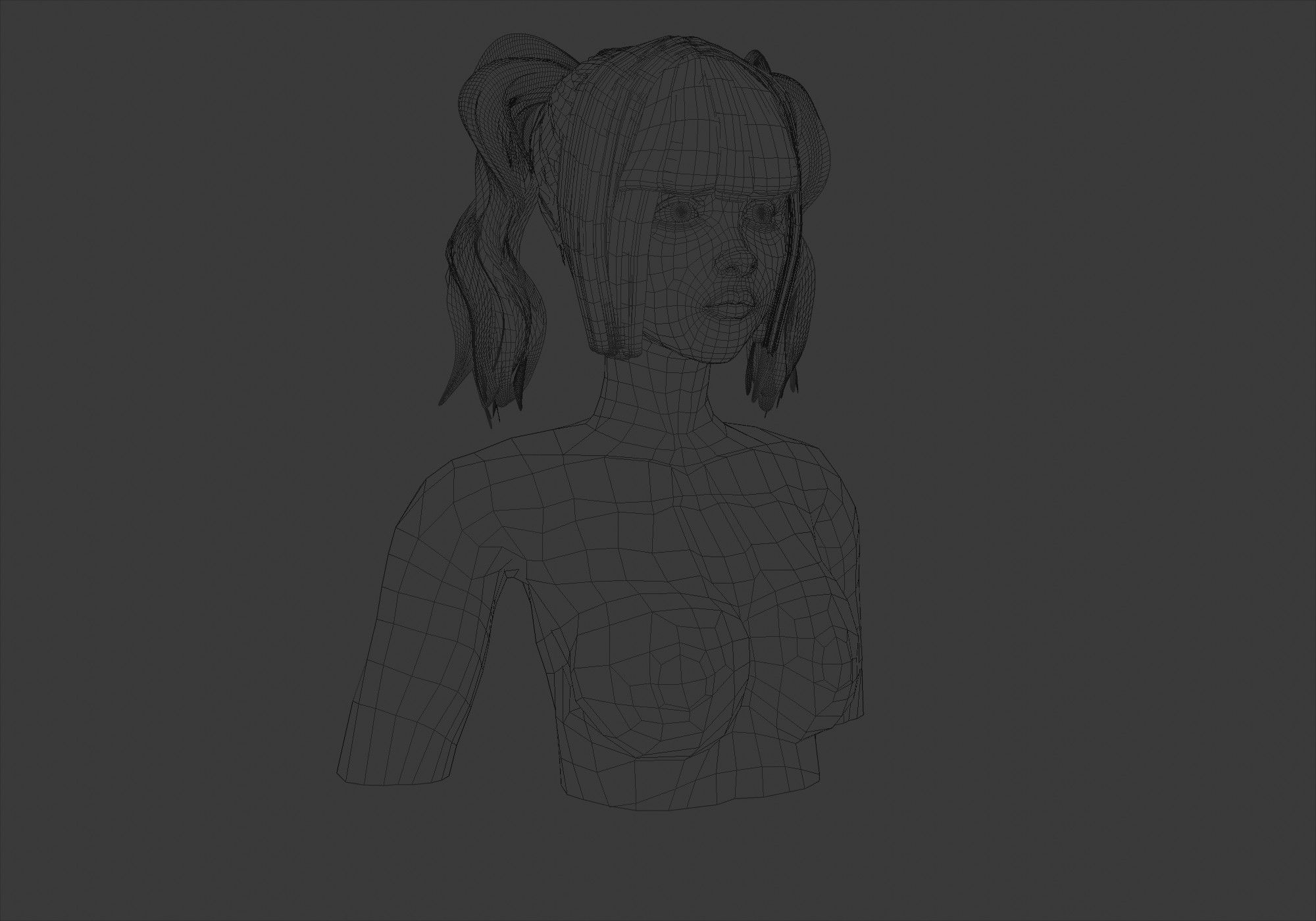 Short Pigtails Hairstyle  3D model_6