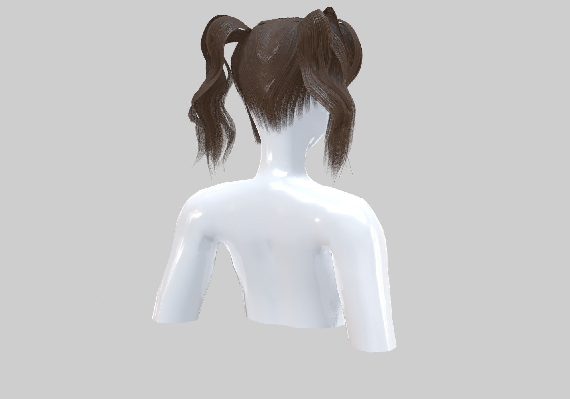 Short Pigtails Hairstyle  3D model_3