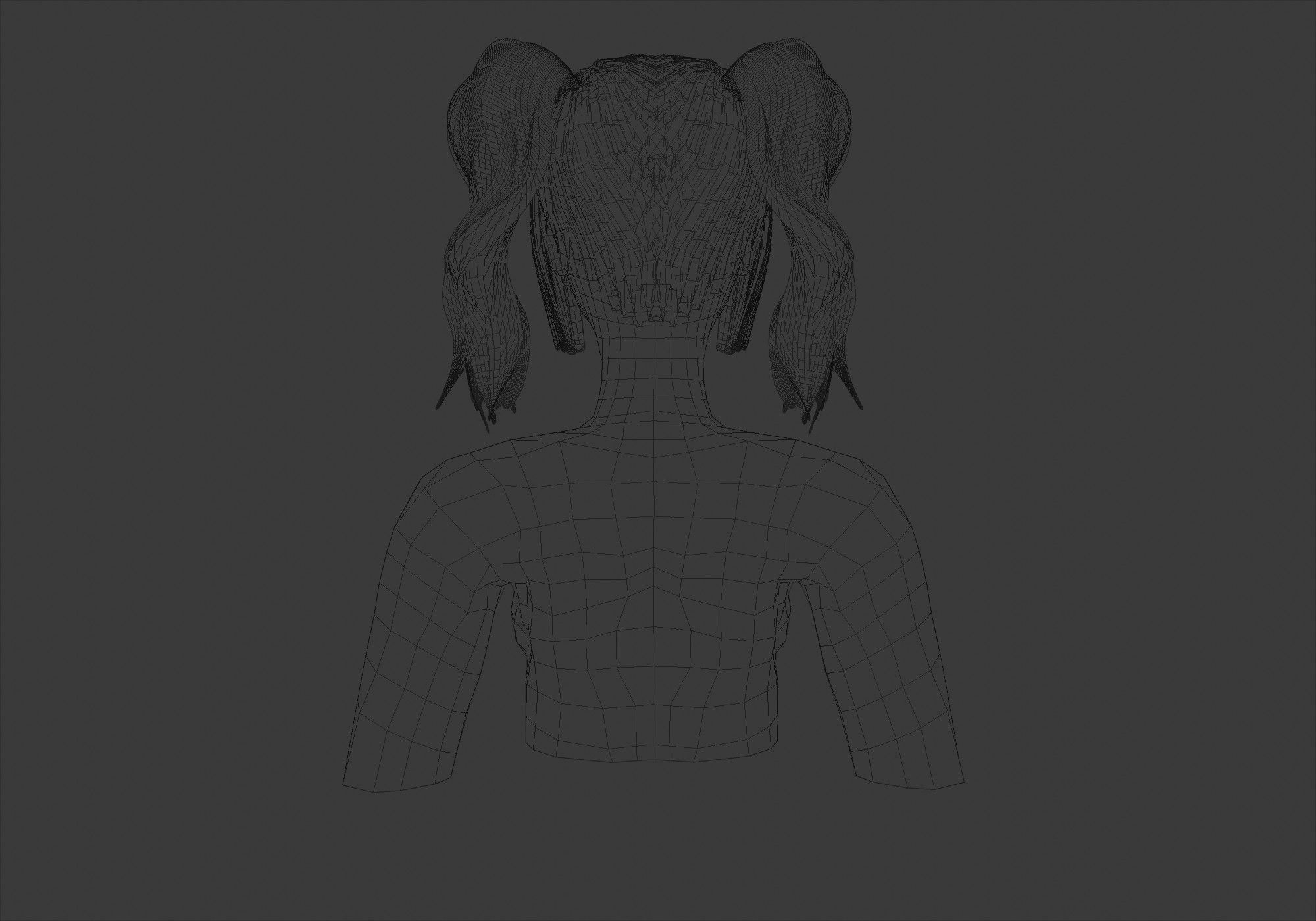 Short Pigtails Hairstyle  3D model_9