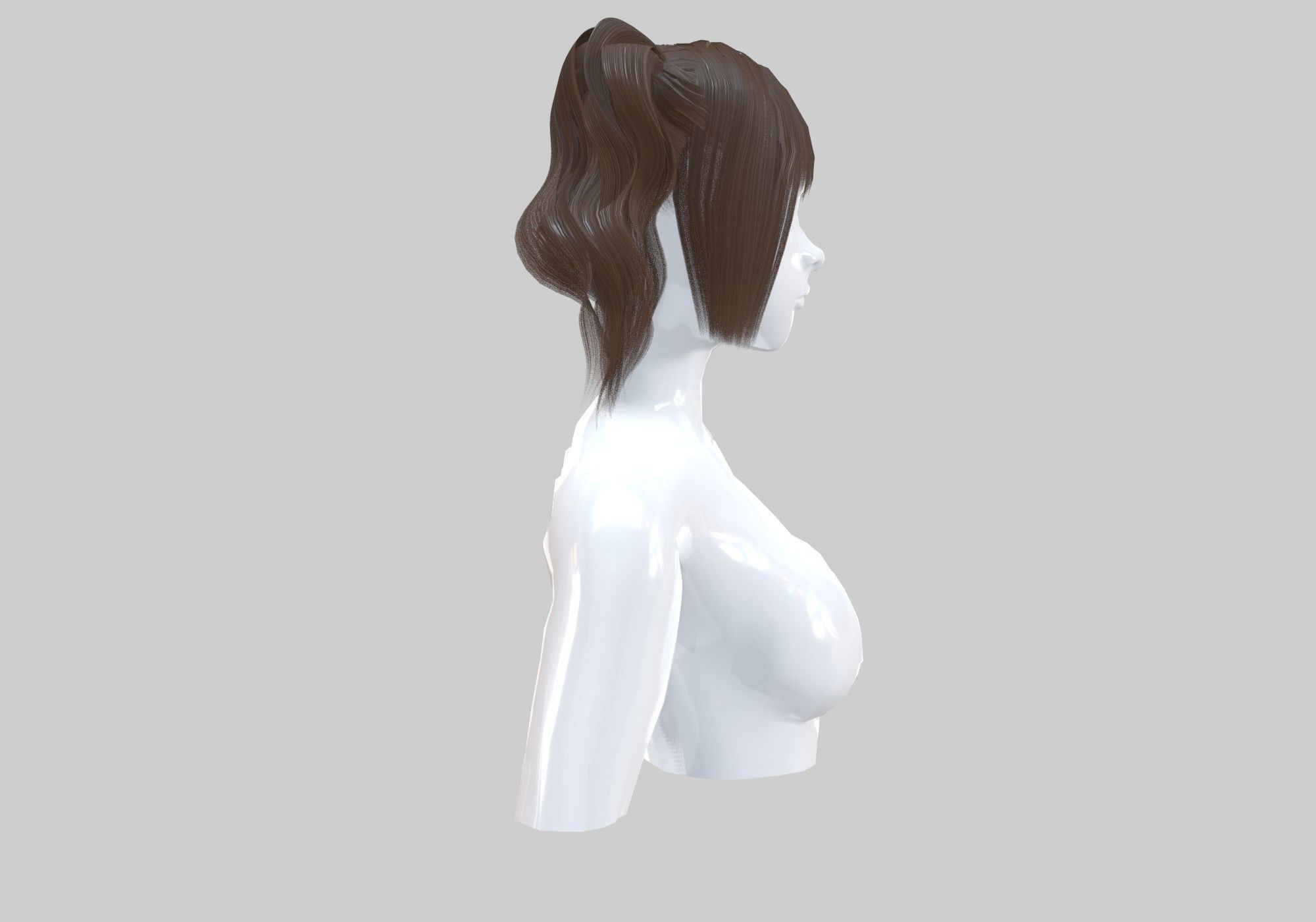 Short Pigtails Hairstyle  3D model_2