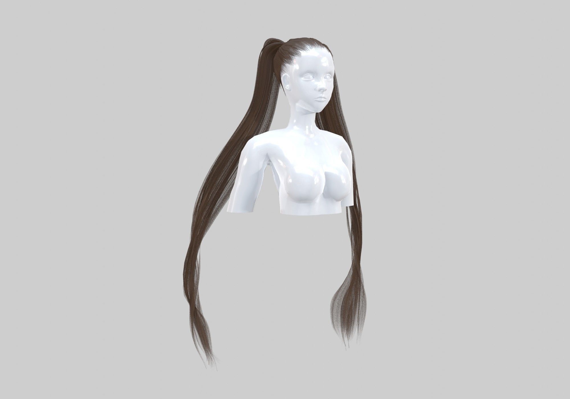 Ponytails Long Hairstyle 3D model_1