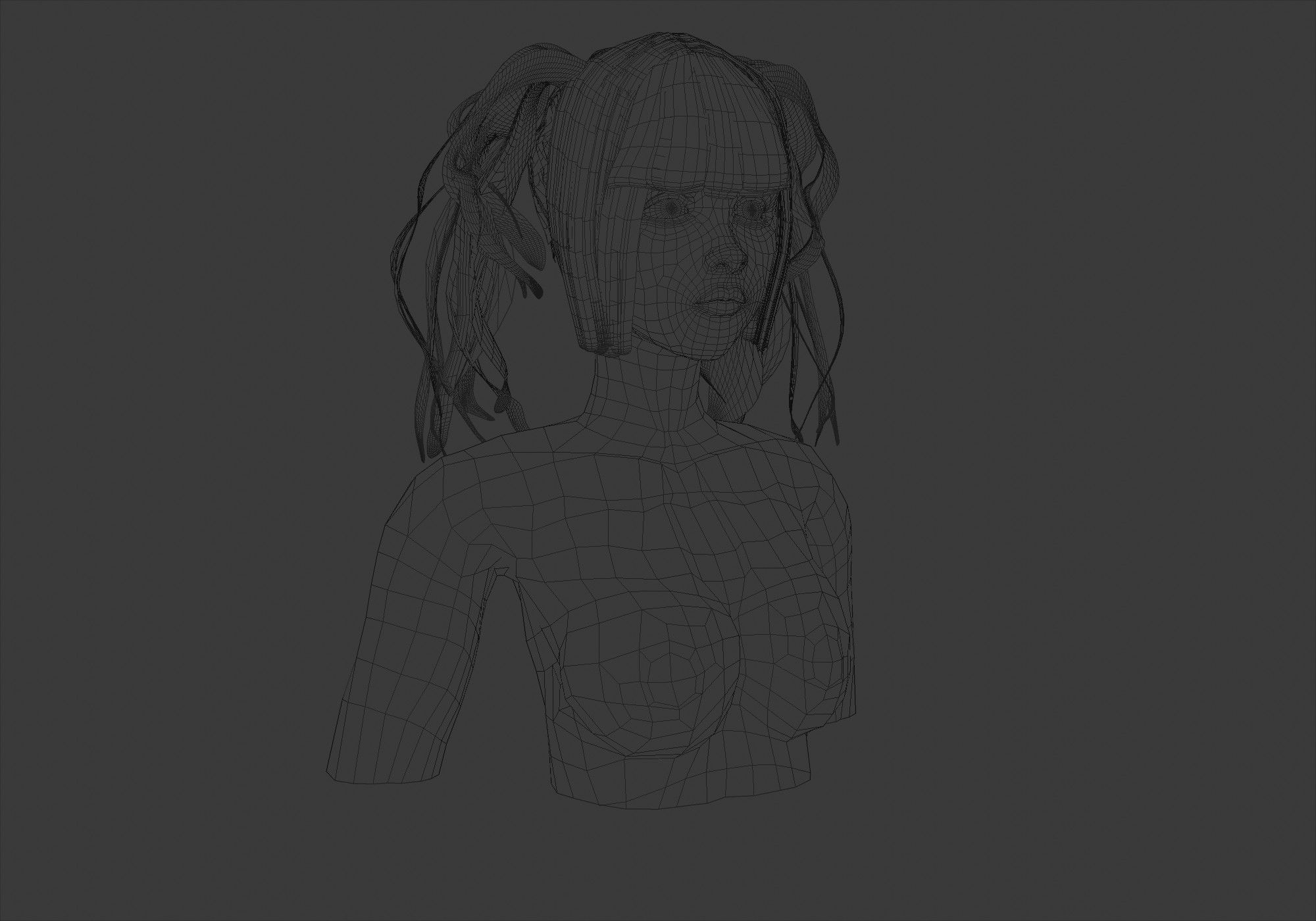 Ponytails Bangs Hairstyle  3D model_6