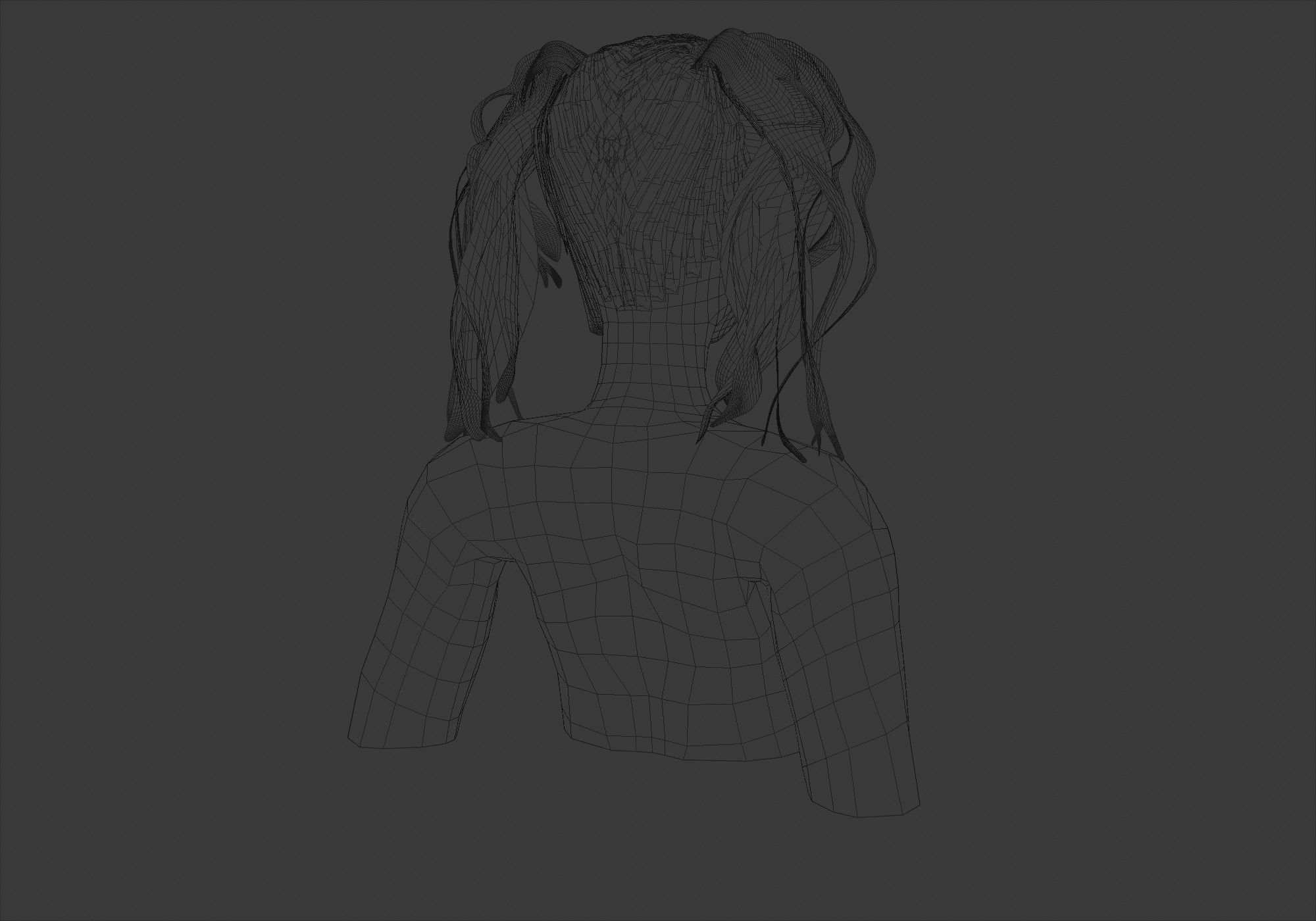 Ponytails Bangs Hairstyle  3D model_8